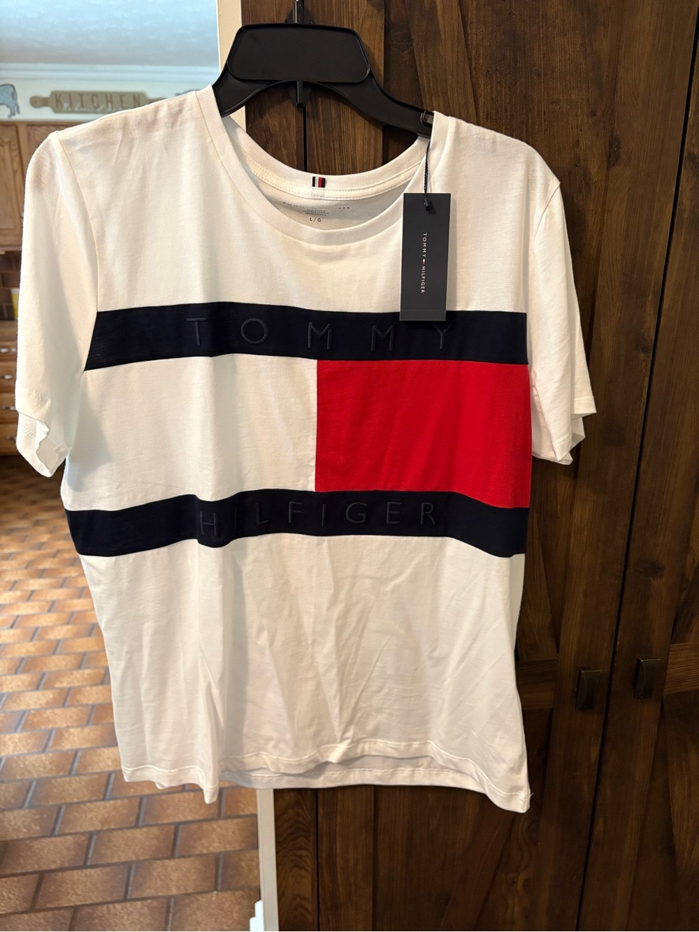 Tommy Hilfiger White & Red Logo Crew Neck T-Shirt - Women’s